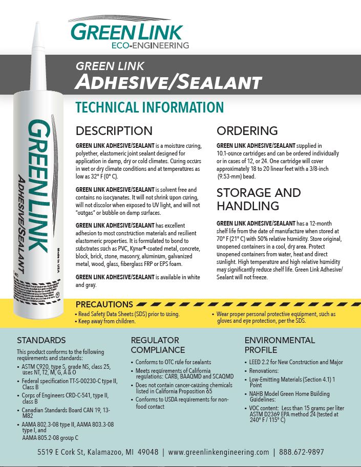 Green Link Adhesive/Sealant Technical Information 